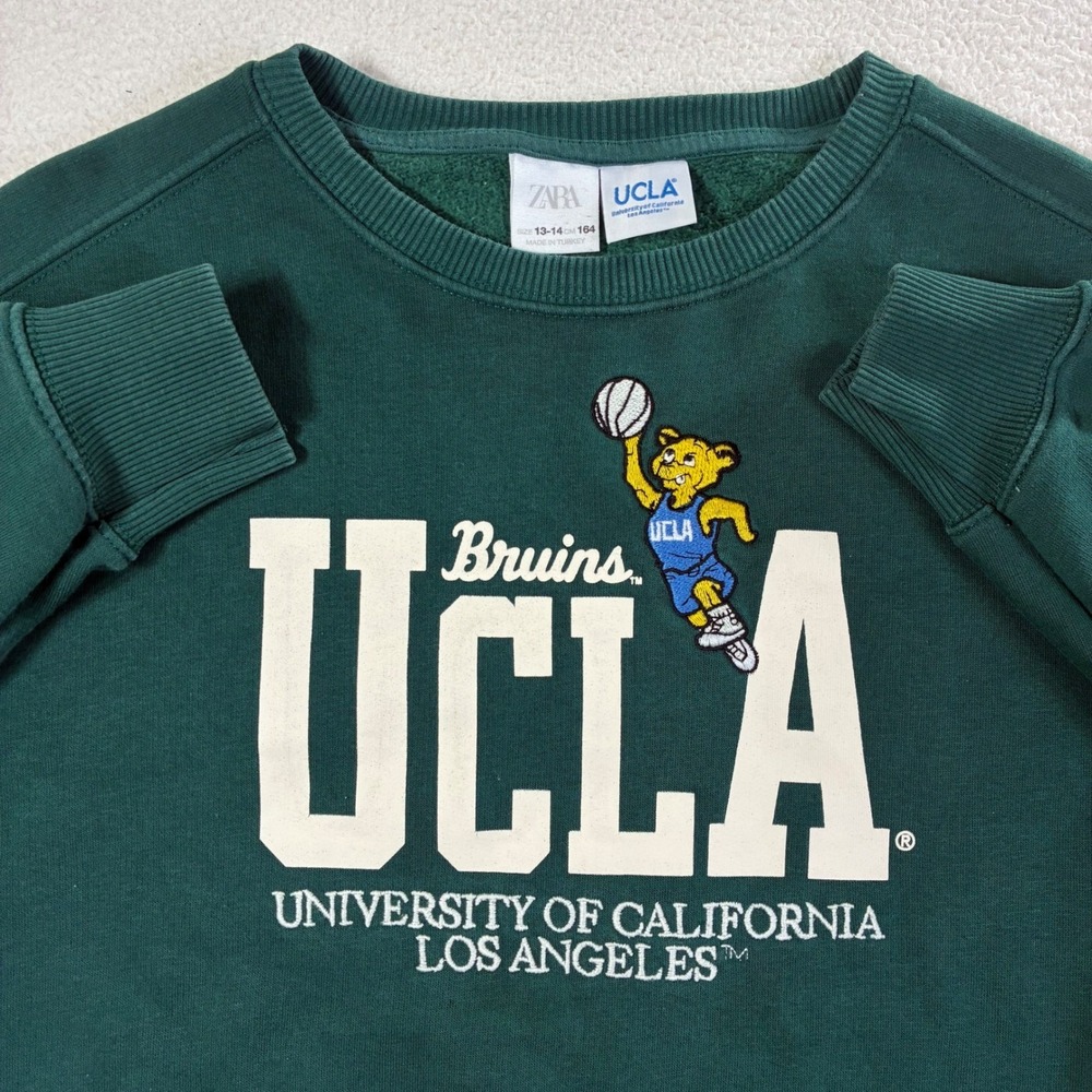Zara UCLA Bruins Crewneck Sweatshirt Womens S Green Basketball‎ College Pullover